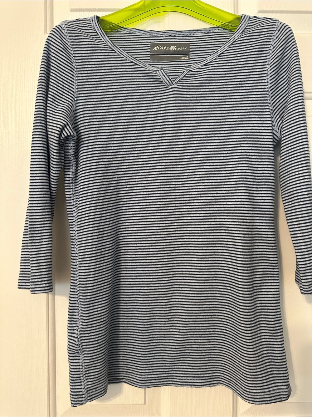 Eddie Bauer Blue and White Striped Long Sleeve Tee